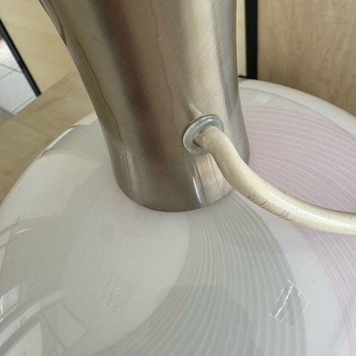 La Murrina table lamp white used with pink and gray vintage 80s details