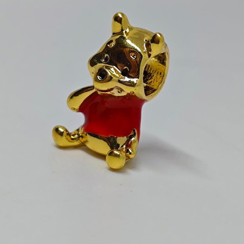 Disney Winnie the Pooh Charm pendant, like new, gold plated with red enamel