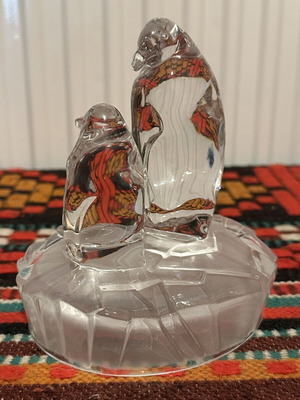 Handmade Italian vintage penguin crystal statue 1980