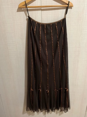 Gino Rossi skirt brown size XL like new with tulle and ribbons