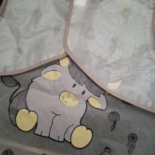 Babyono bibs set of 2 used, sloth and bison designs