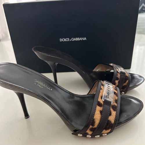 Dolce Gabbana mules used, leather beige-brown