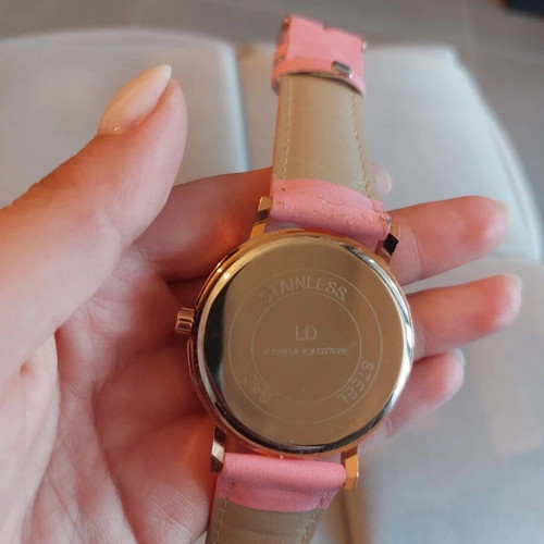 Lee Cooper wristwatch women's stainless steel with pink leather strap like new