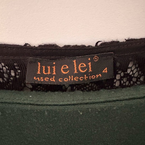 Lui E Lei midi dress dark green like new, sleeveless with lace