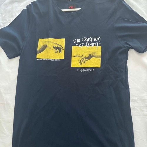 Clever men's T-shirt with print, new, size M, blue and yellow
