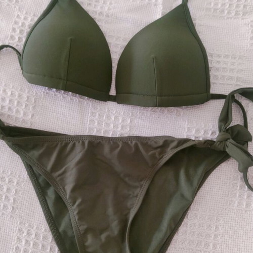 Khaki bikini set like new, medium top and small bottom
