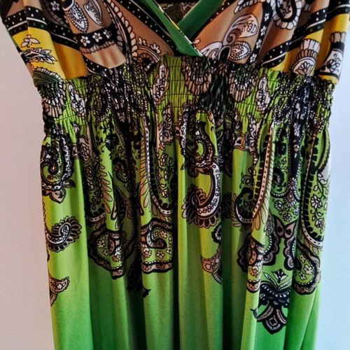 Maxi summer dress used, green, size M