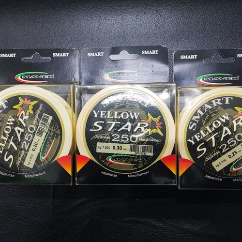 Fishing lines new, pack of three, 250 meters yellow
