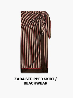 Zara striped pareo skirt new, black
