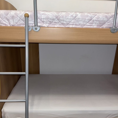 Neoset wooden bunk bed with two mattresses, like new