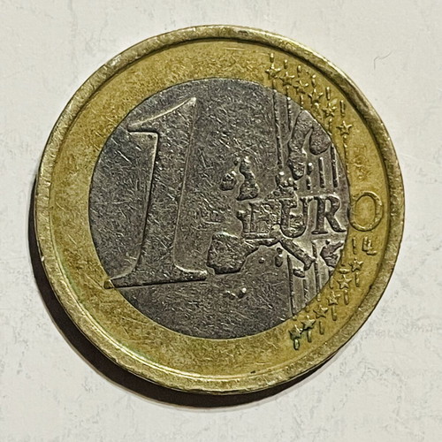 1 Euro coin 2002 Italy with Leonardo da Vinci Vitruvian Man
