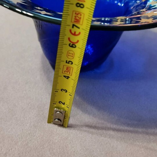 Blue glass bowl with gold stars like new, vintage
