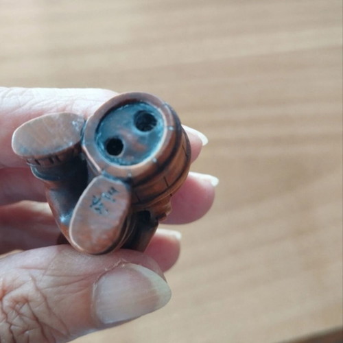 Japanese woodcarving netsuke figurine, traditional decorative miniature
