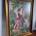 Textile painting with handmade embroidery like new, framed 82x61cm