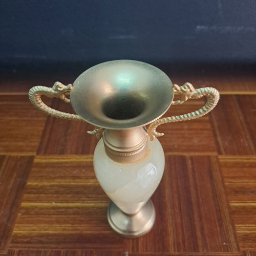 Marble amphorae used with bronze dragon-shaped handles, vintage, set of 2