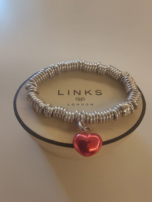 Links of London Sterling Silver Sweetie Bracelet with Red Heart Charm