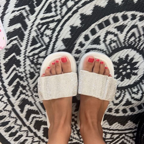 Bershka slippers with rhinestones, like new, size 37, white