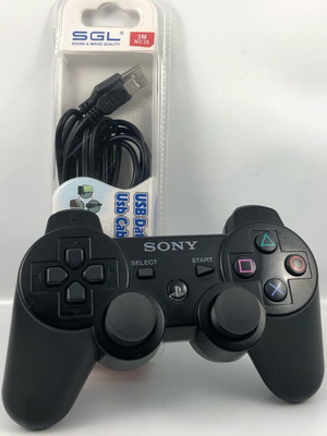 PS3 PlayStation 3 Controller refurbished with new 3-meter charging cable