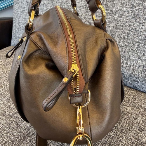 Kesslord leather shoulder bag used, brown, 26x34x12 cm