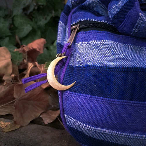 Cotton Sling Bag Purple new, handmade, eco-friendly with moon charm