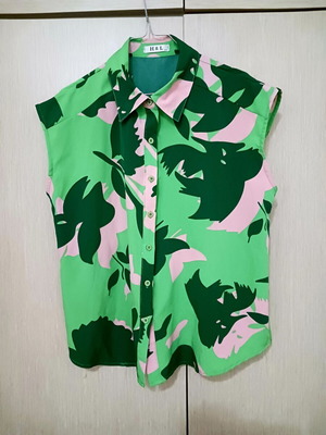 Sleeveless shirt L/XL, green and pink