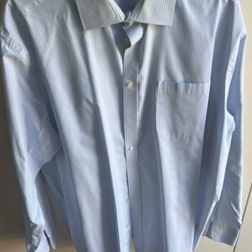 Men's striped blue shirt M&S used with chest pocket and cufflinks