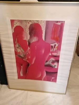 T. Katsoulidis silk screen printing with broken frame and passepartout