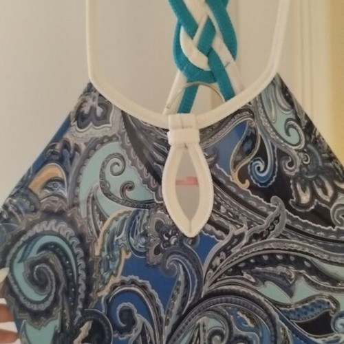 Ths Fashion blue maxi dress with paisley pattern