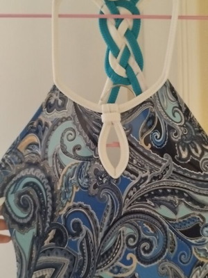 Ths Fashion blue maxi dress with paisley pattern