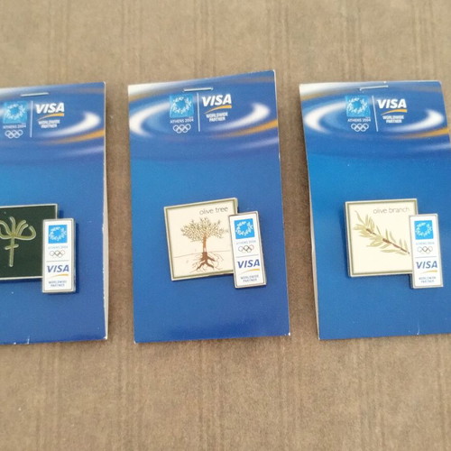 Athens 2004 Visa Sponsorship Pin Set with Olympia Pin new