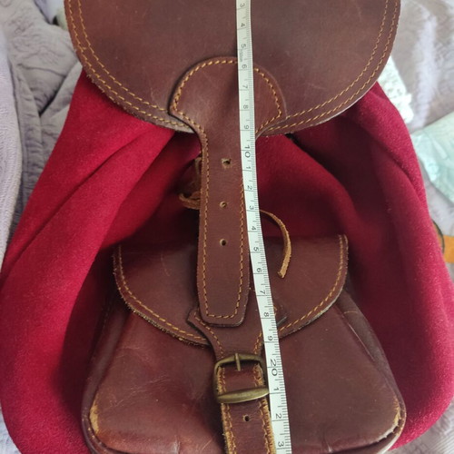 Backpack vintage genuine leather suede small used, boho chic