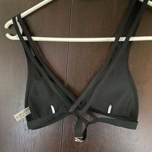 Black bikini top new with crisscross straps, size XS