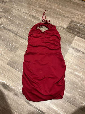 Shein tight deep red dress with back ruching like new