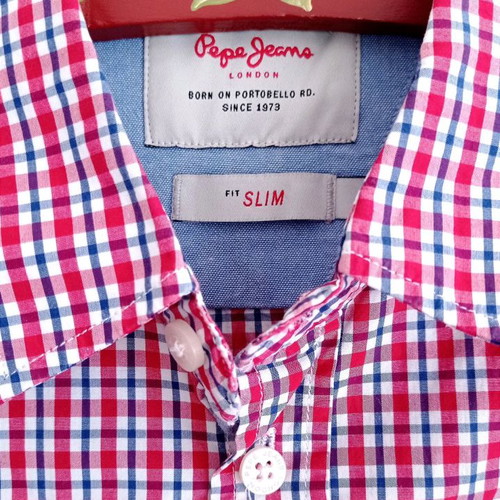 Pepe Jeans London checked shirt used, red, size small