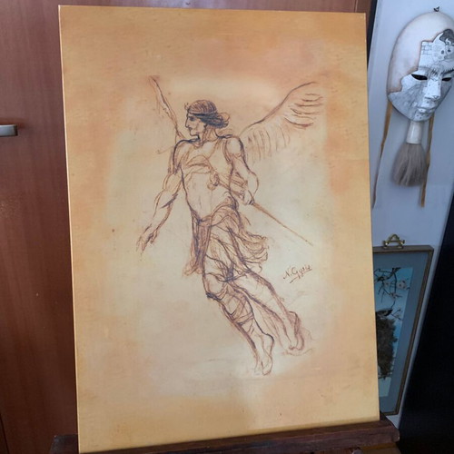 Πίνακας ελαιοτυπία N. Gysis "Angel" σαν καινούργιος, τελαρωμένος καμβάς