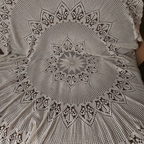 Handmade round knitted tablecloth like new