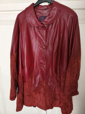 Sheepskin women's coat leather and suede red XL like new