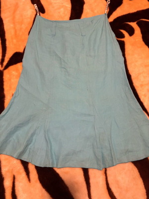 Linen skirt used, turquoise, size S with zipper and lining