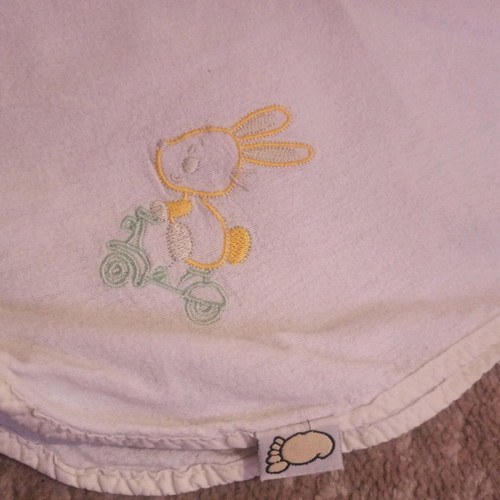 Baby diaper like new 74x84 cm with bunny embroidery in corner