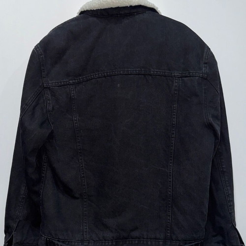 Bershka Black Denim Jacket with Teddy Lining Used