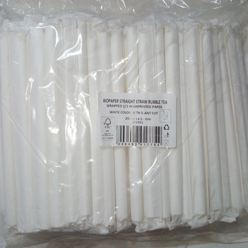 Paper straws pack of 100 white thick new