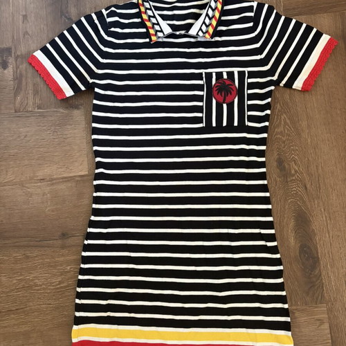 Striped short dress, women's size M, cotton polyester silk