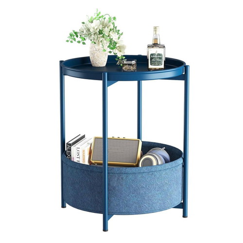Modern round side table with storage, new