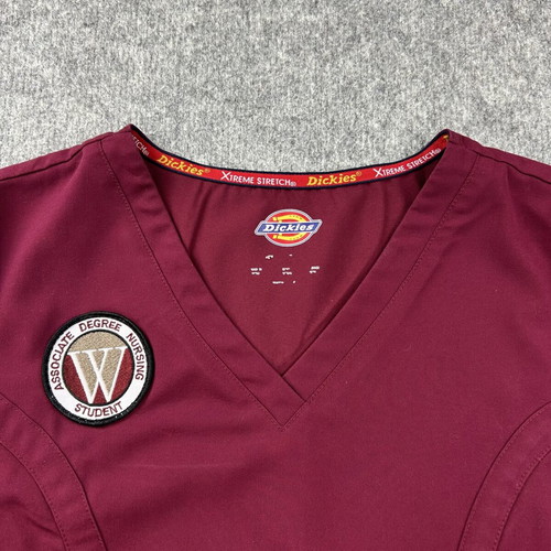 Dickies medical nurse blouse women's small burgundy used