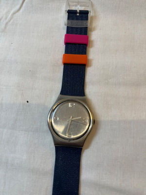 Ρολόι Swatch μεταχειρισμένο unisex, μπλε και ασημί, συλλογή πριν το 1990