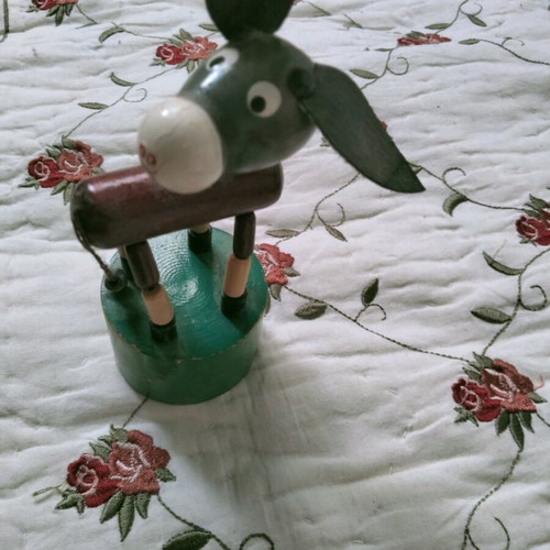 Vintage wooden Push Puppet donkey toy like new