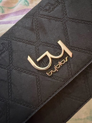 Byblos crossbody bag like new black sweat material with gold details