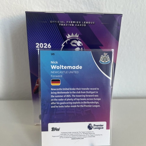 Nick Woltemade 2026 Topps Chrome Premier League Newcastle United Purple Wave Card 13/75