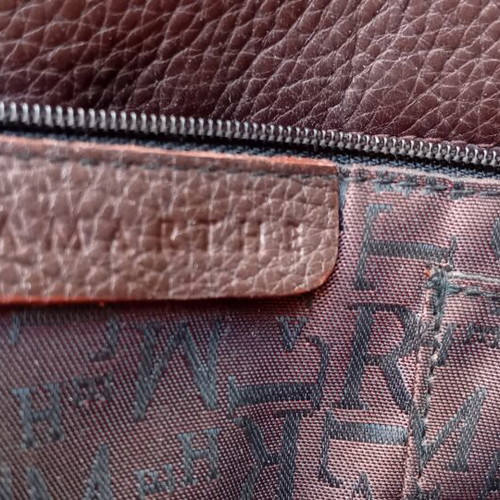 Lamarthe authentic leather shoulder bag, brown