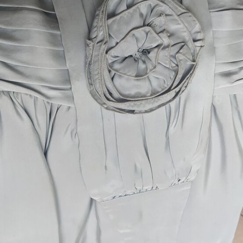 Rococo silk taffeta dress large new with tags, gray, with belt